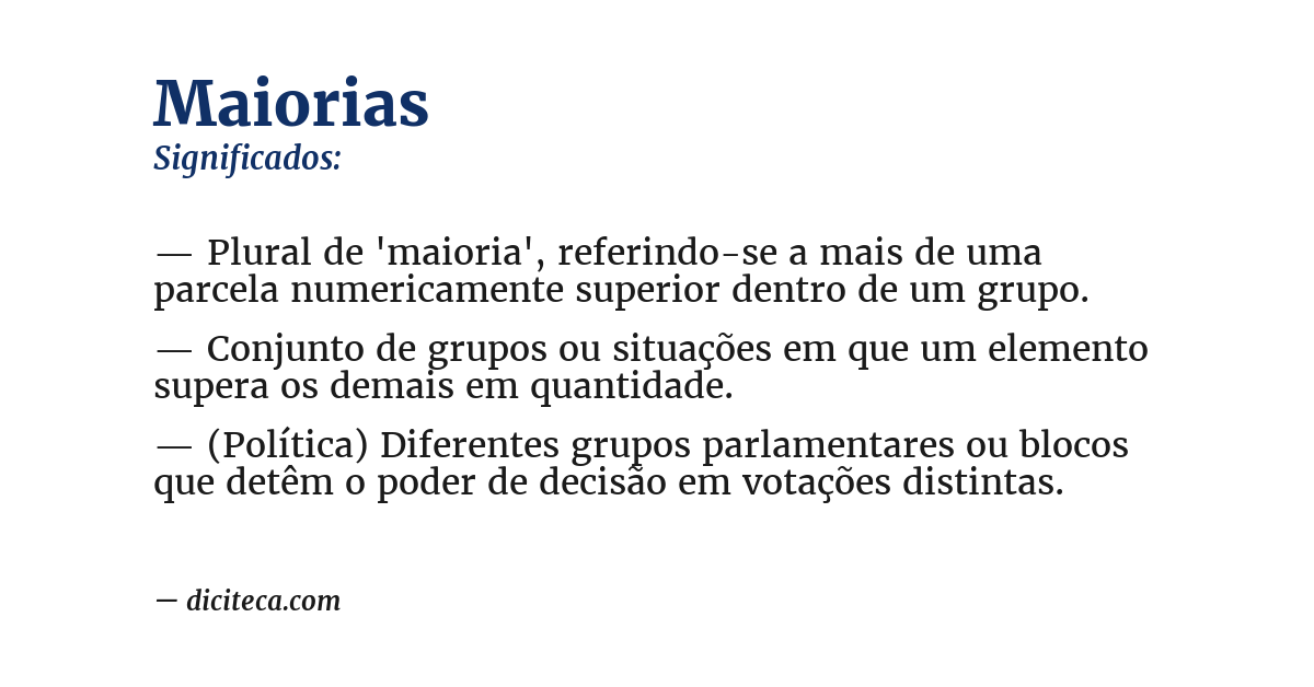 Significado de maiorias