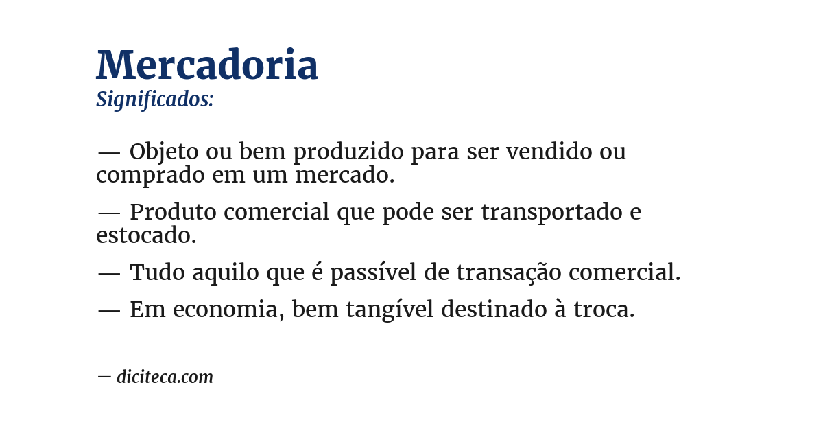 Significado de mercadoria