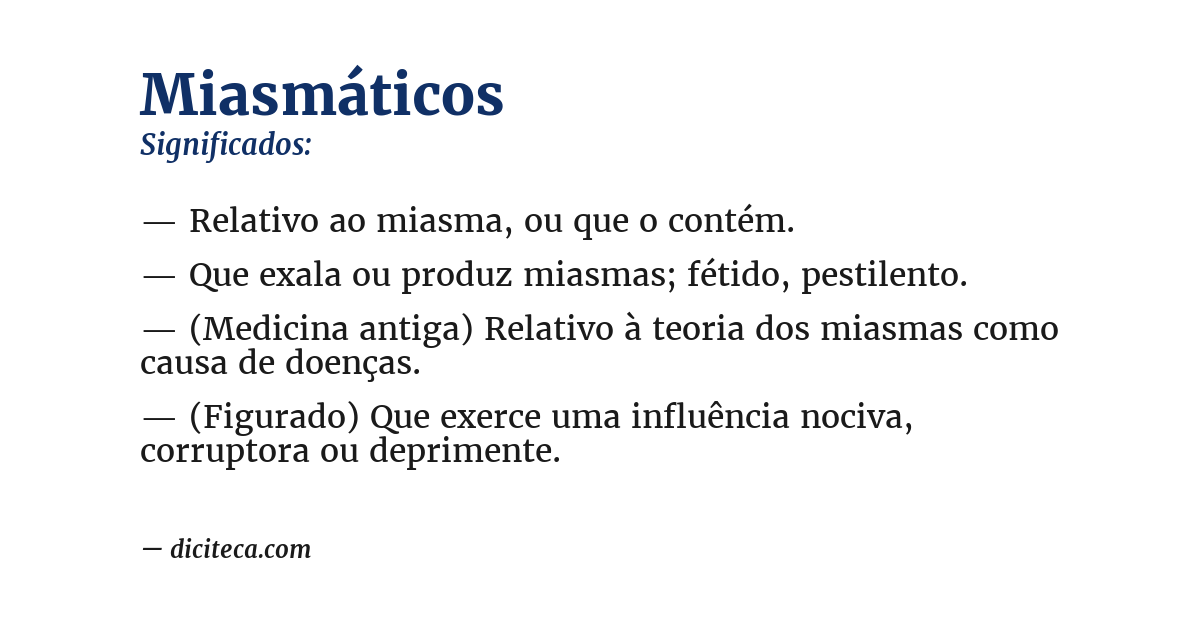 Significado de miasmáticos
