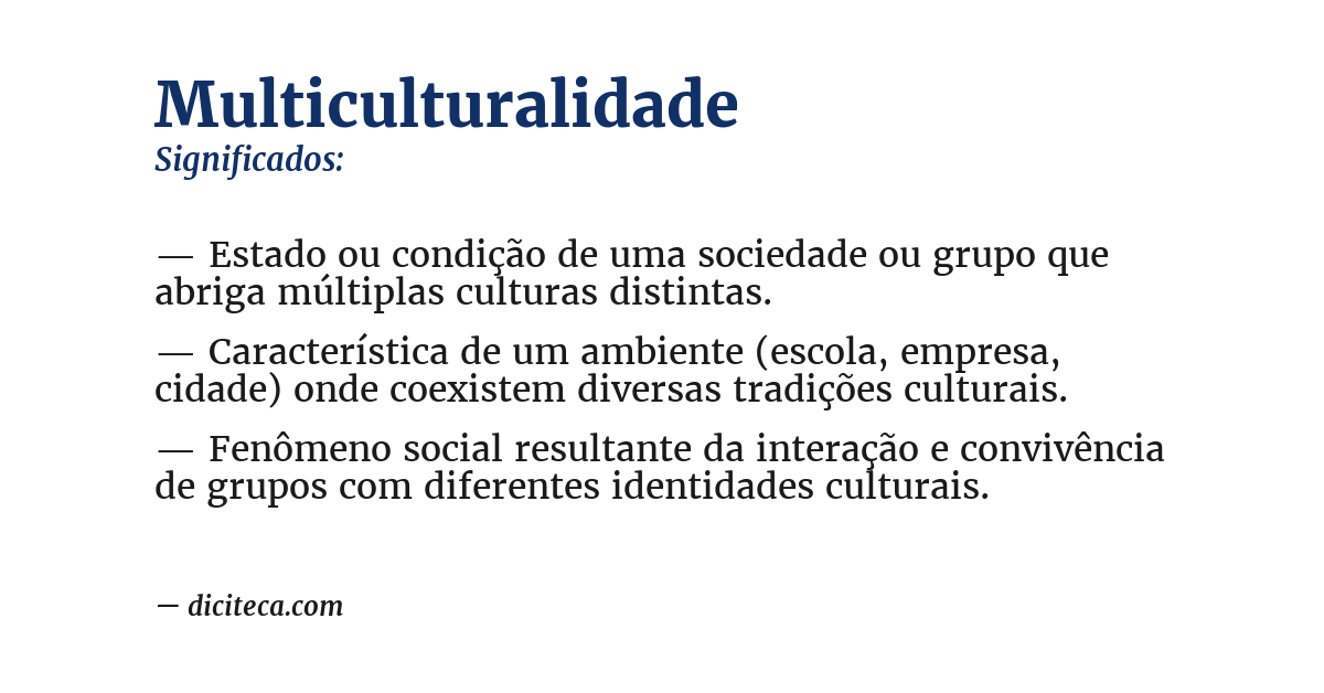 Significado de multiculturalidade