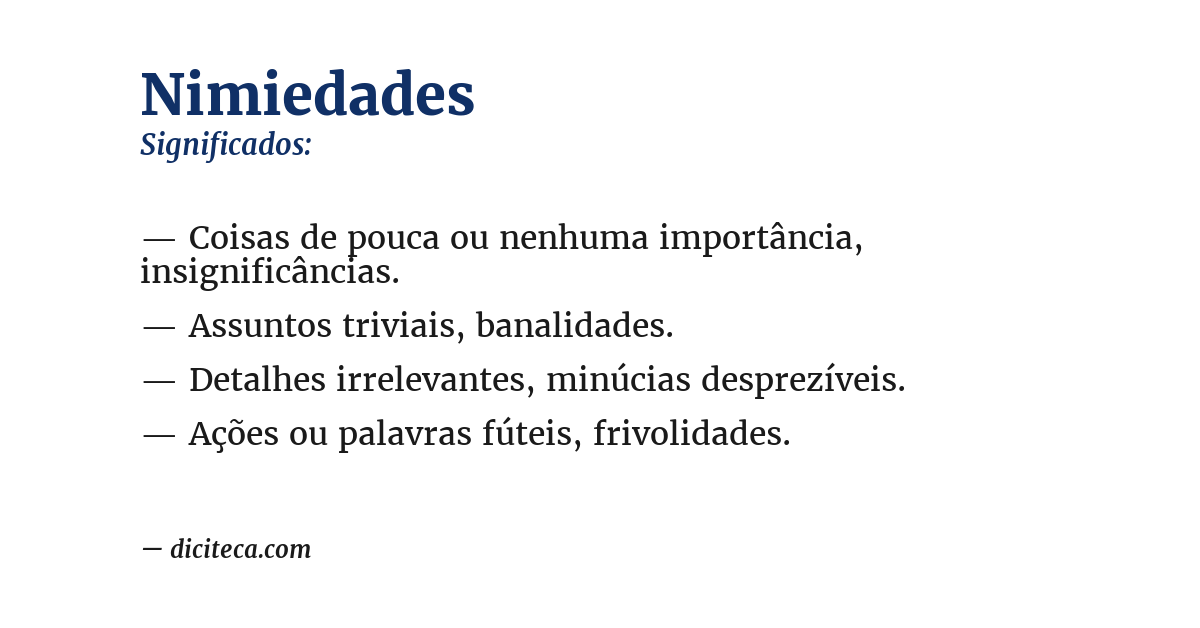 Significado de nimiedades