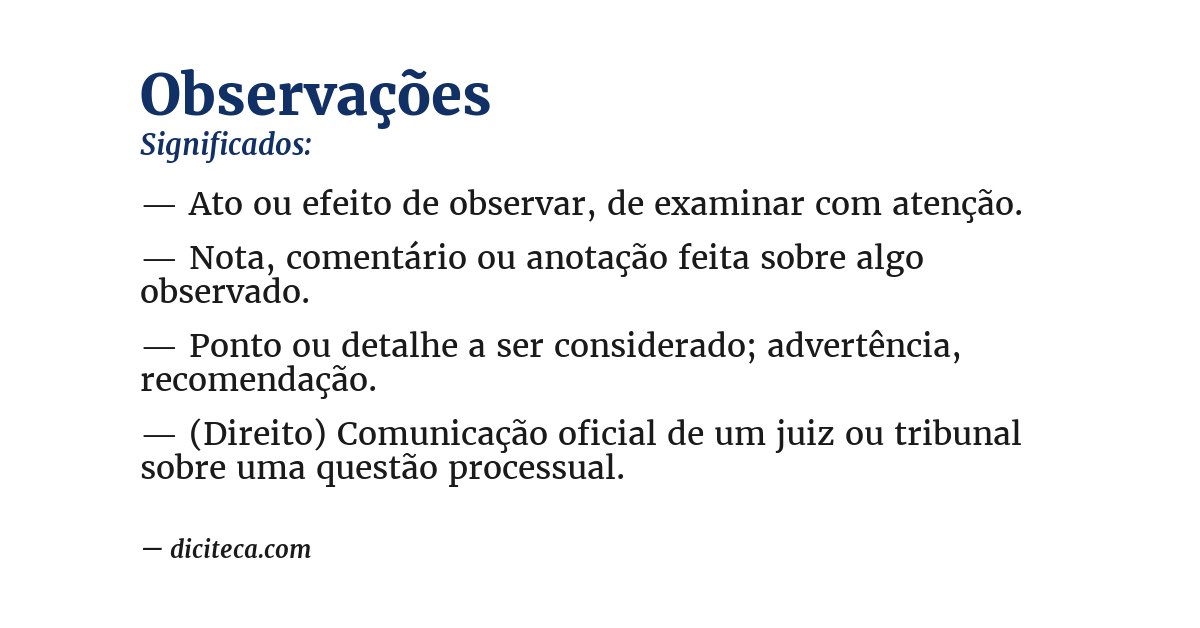 Significado de observações