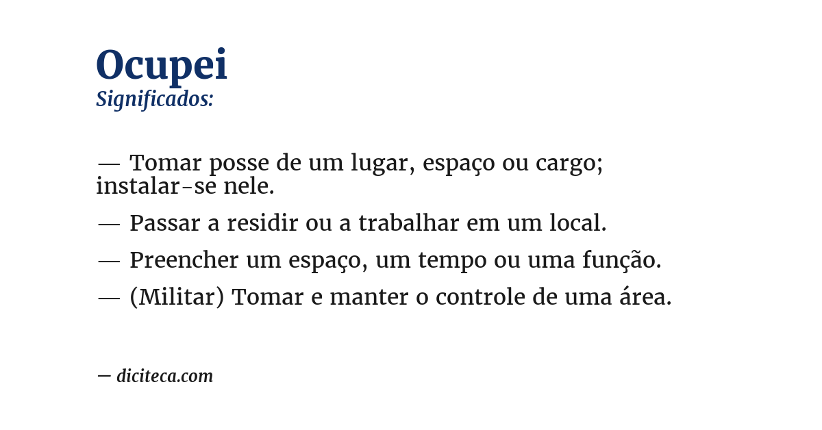 Significado de ocupei