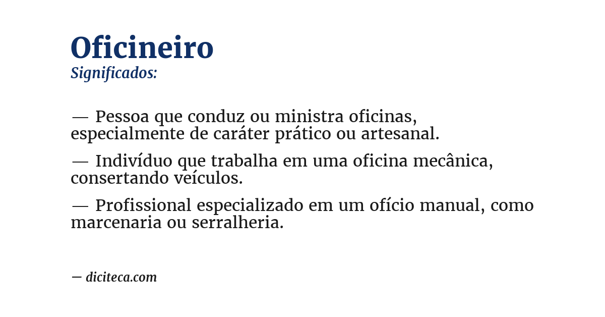 Significado de oficineiro