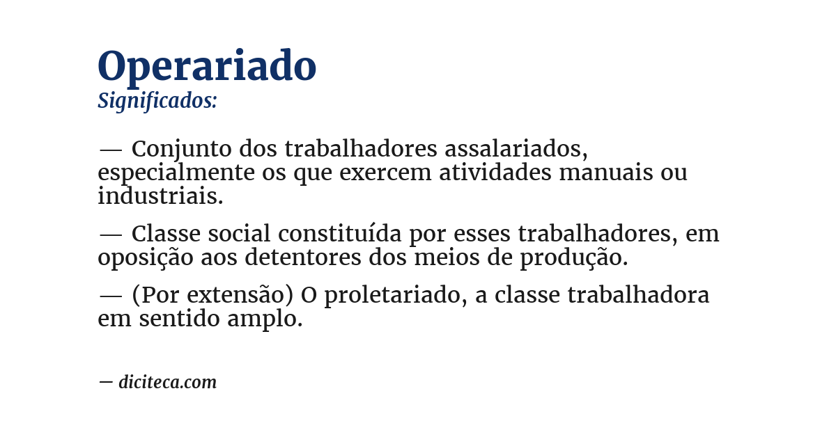 Significado de operariado