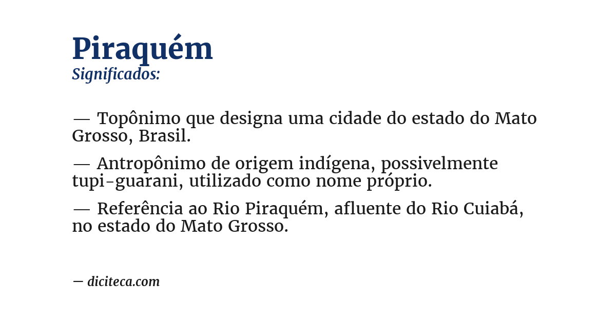 Significado de piraquém