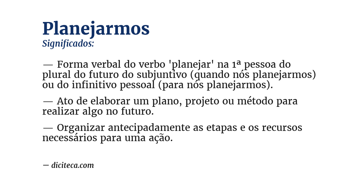 Significado de planejarmos