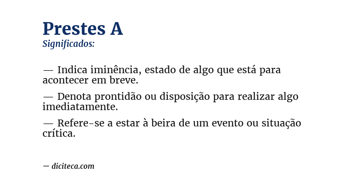Significado de prestes a