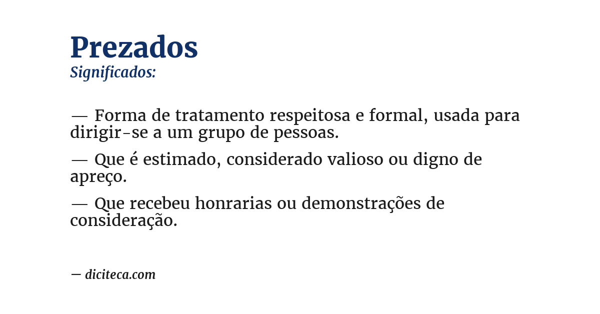 Significado de prezados