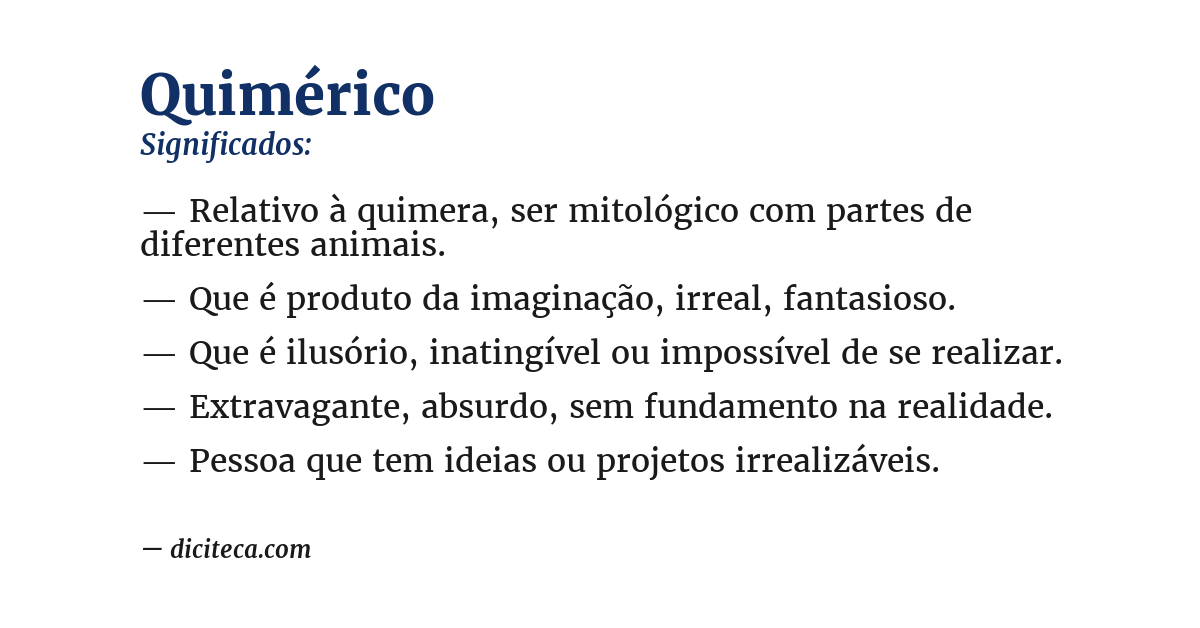 Significado de quimérico