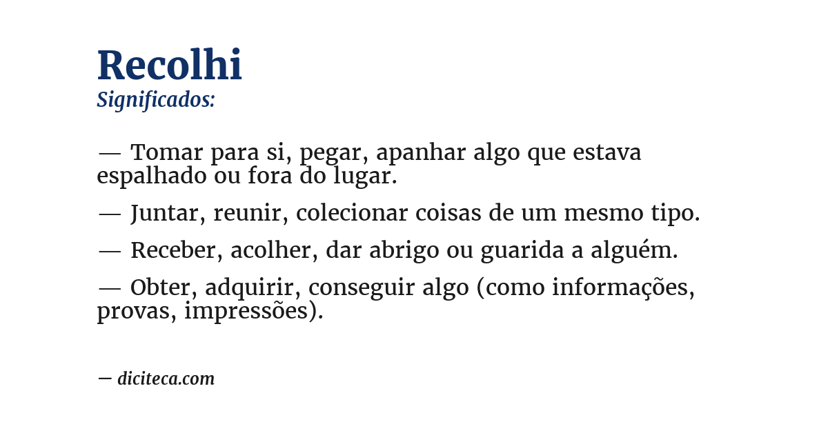 Significado de recolhi