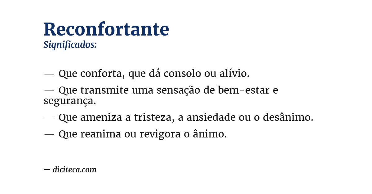 Significado de reconfortante