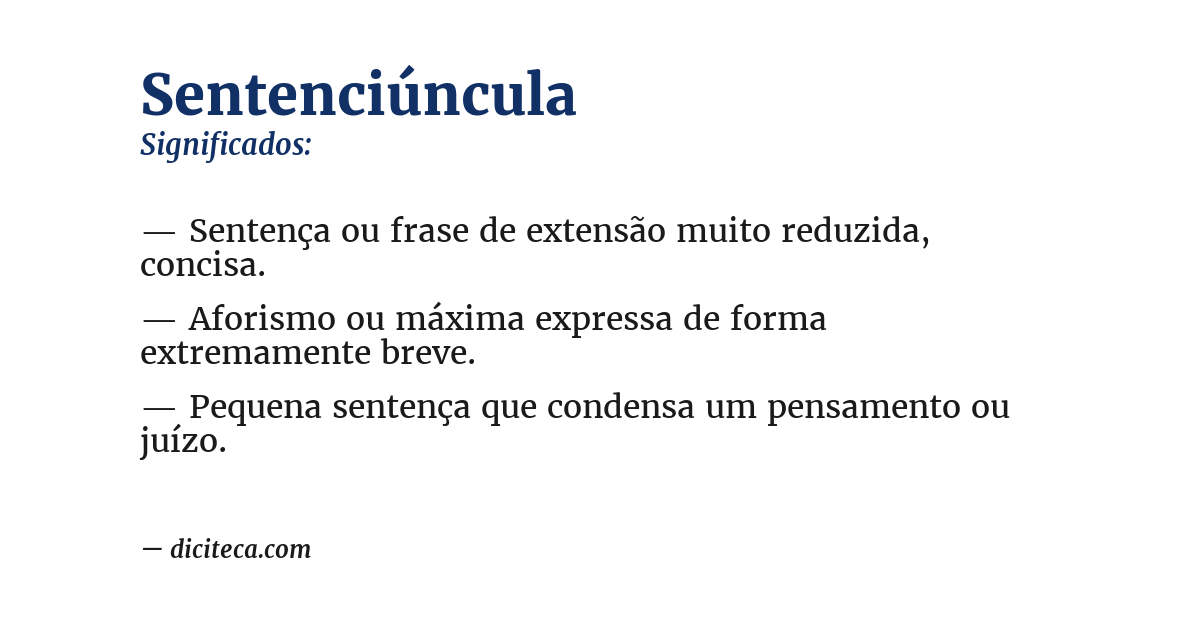 Significado de sentenciúncula