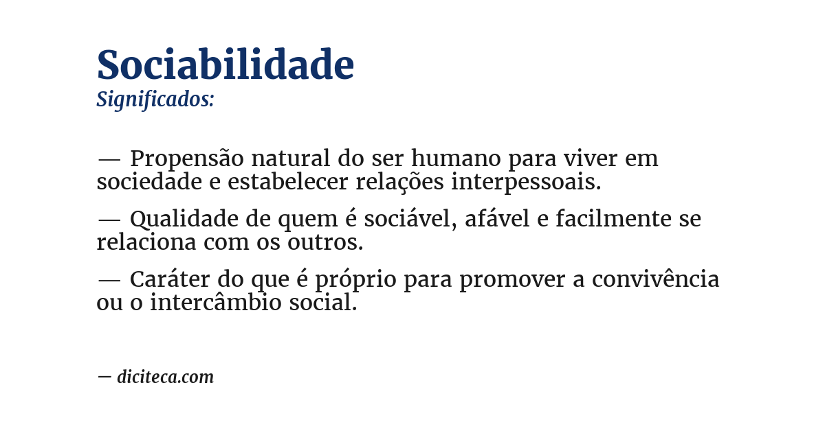Significado de sociabilidade