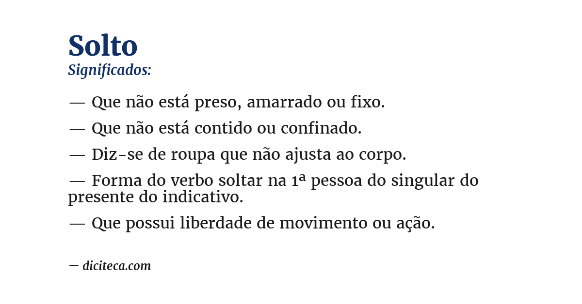 Significado de solto
