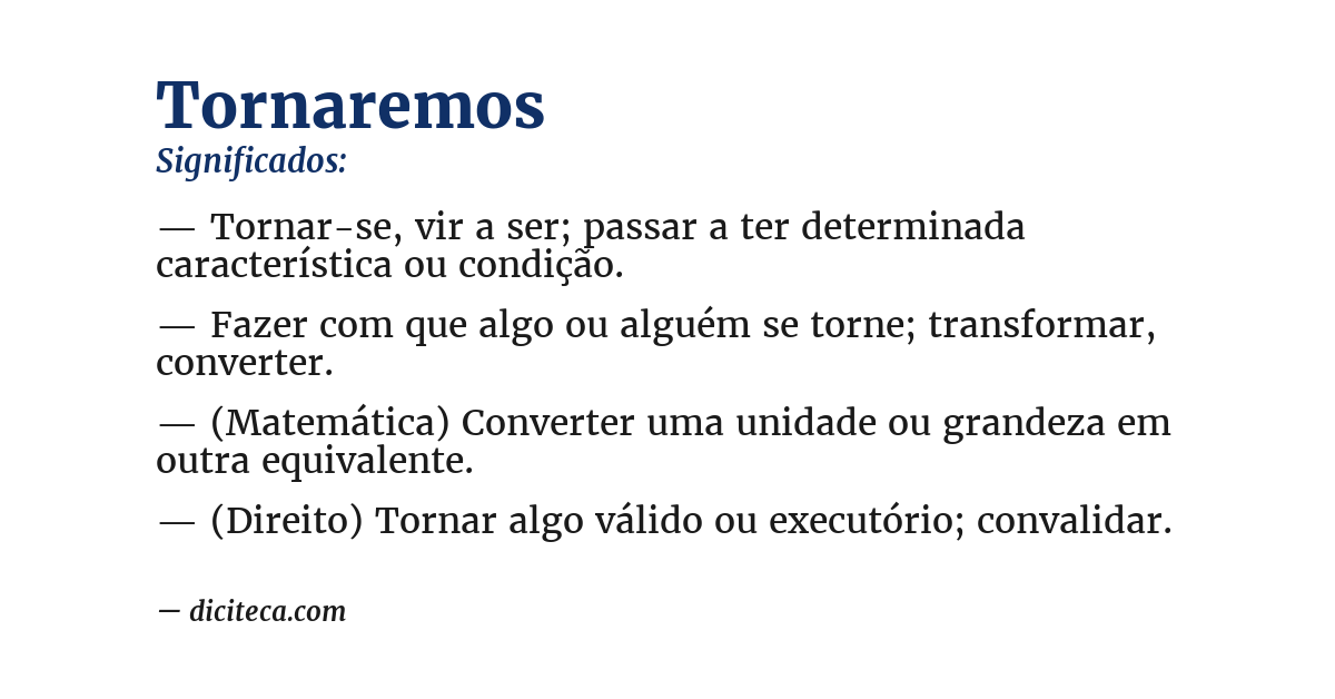 Significado de tornaremos