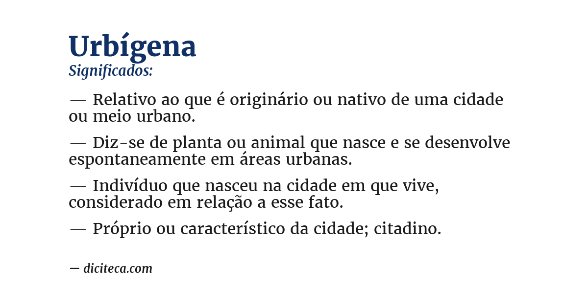 Significado de urbígena