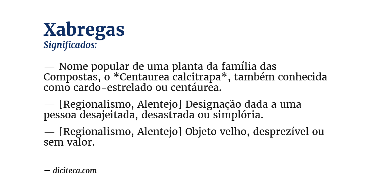 Significado de xabregas