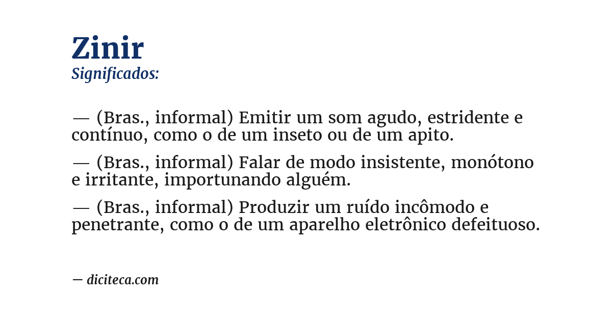 Significado de zinir