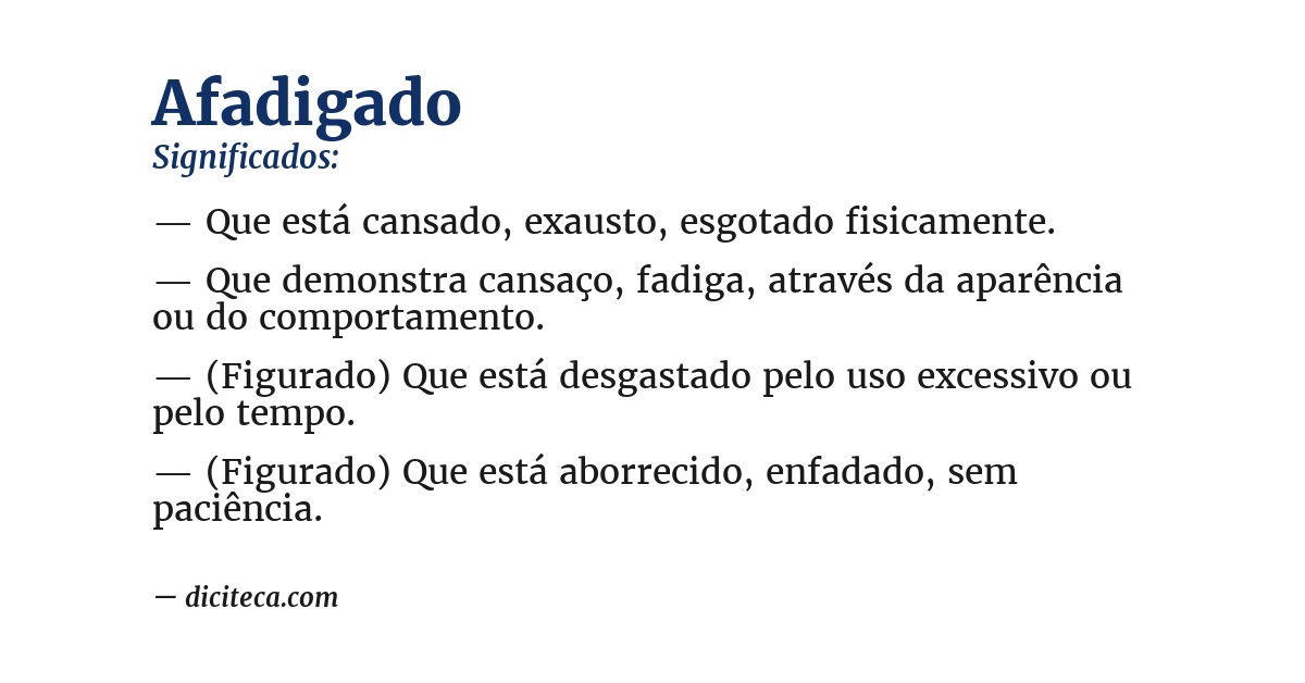 Significado de afadigado