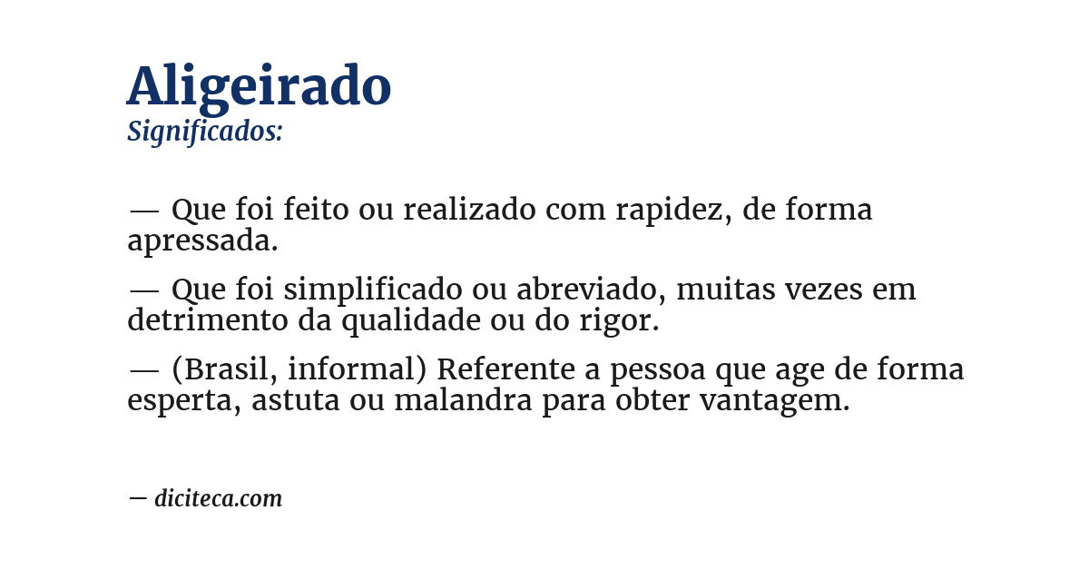 Significado de aligeirado