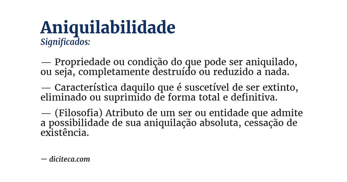 Significado de aniquilabilidade