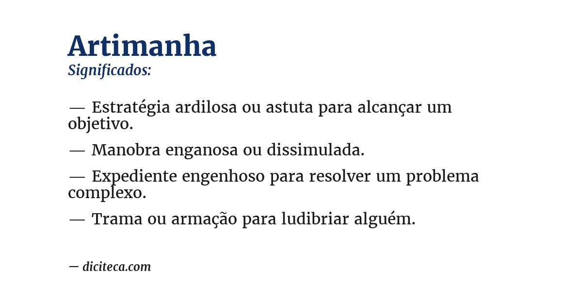 Significado de artimanha