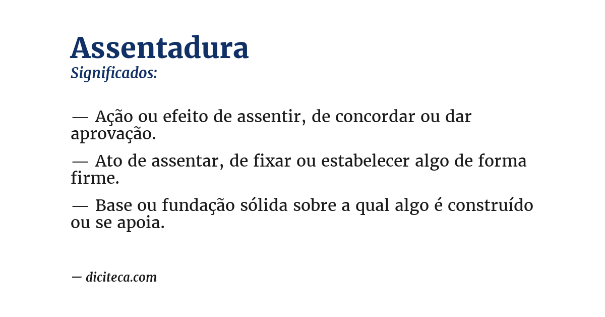 Significado de assentadura