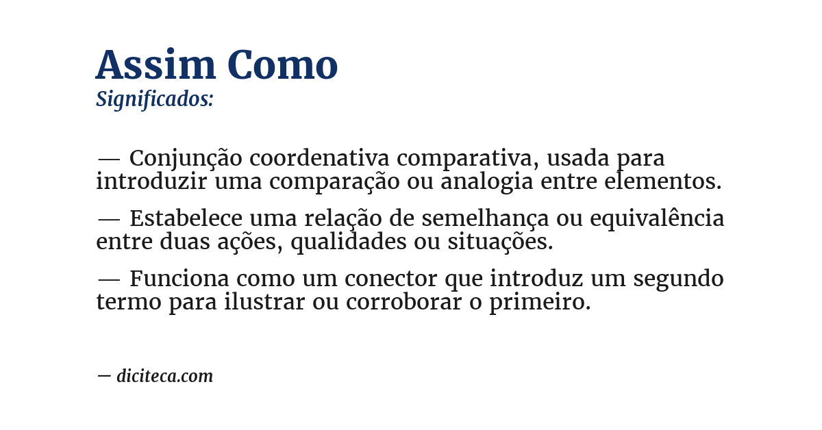 Significado de assim como