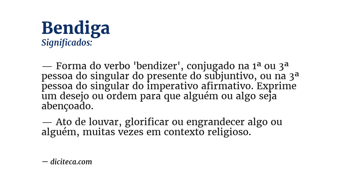 Significado de bendiga