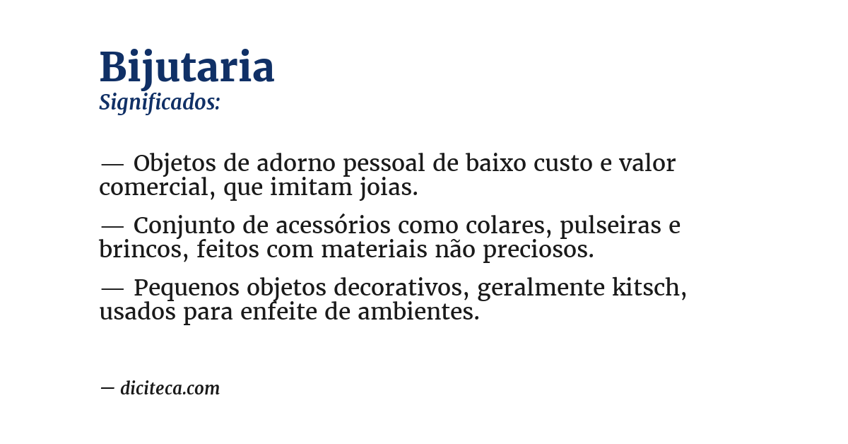 Significado de bijutaria