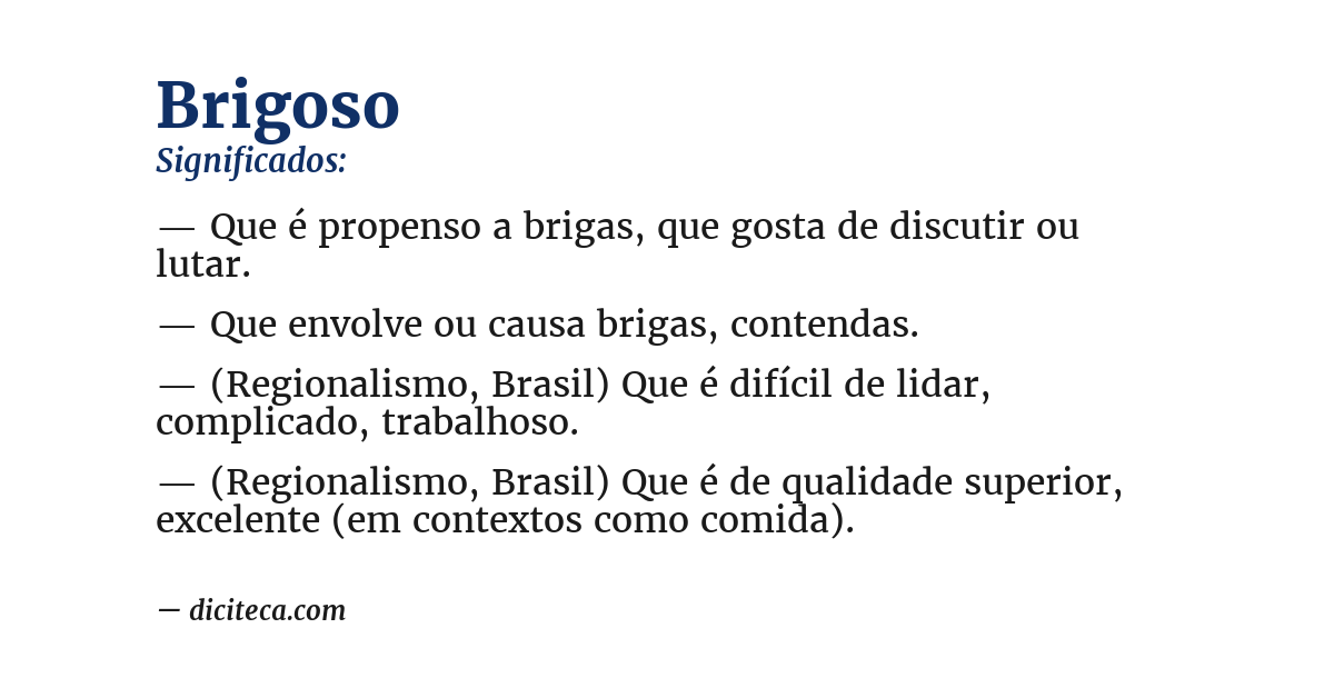 Significado de brigoso