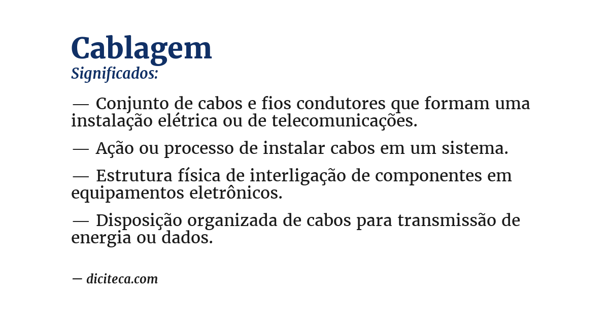 Significado de cablagem