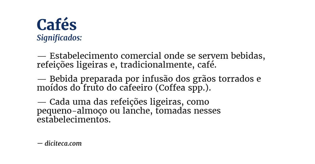 Significado de cafés