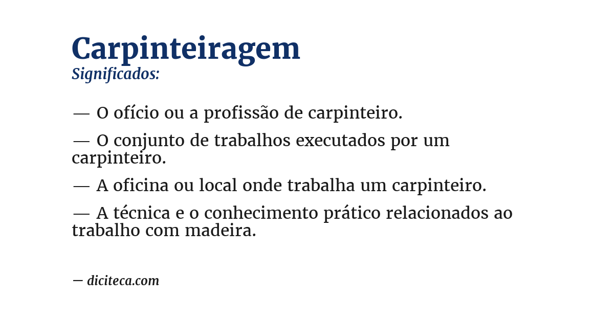 Significado de carpinteiragem