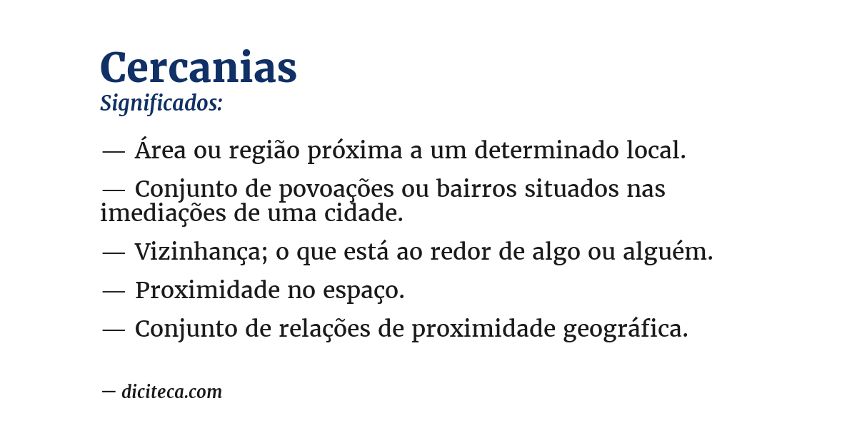 Significado de cercanias