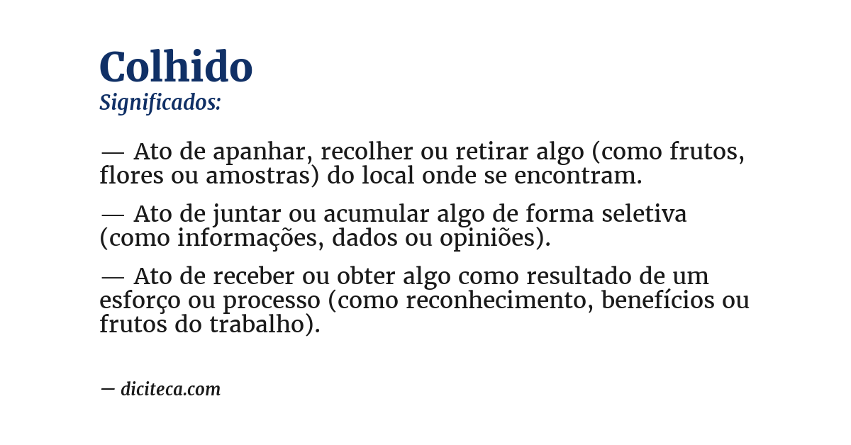 Significado de colhido