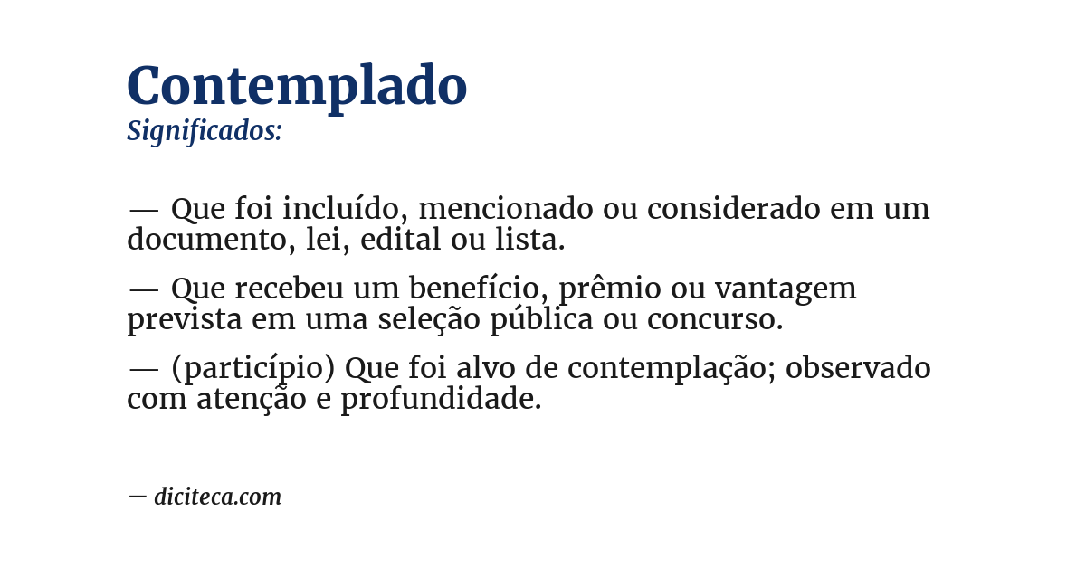 Significado de contemplado