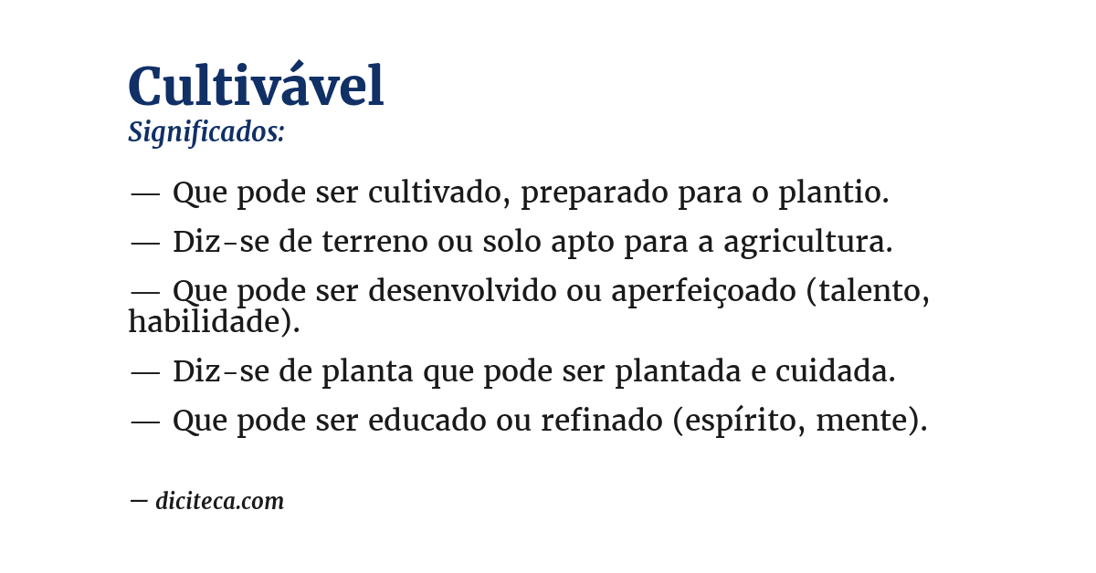 Significado de cultivável