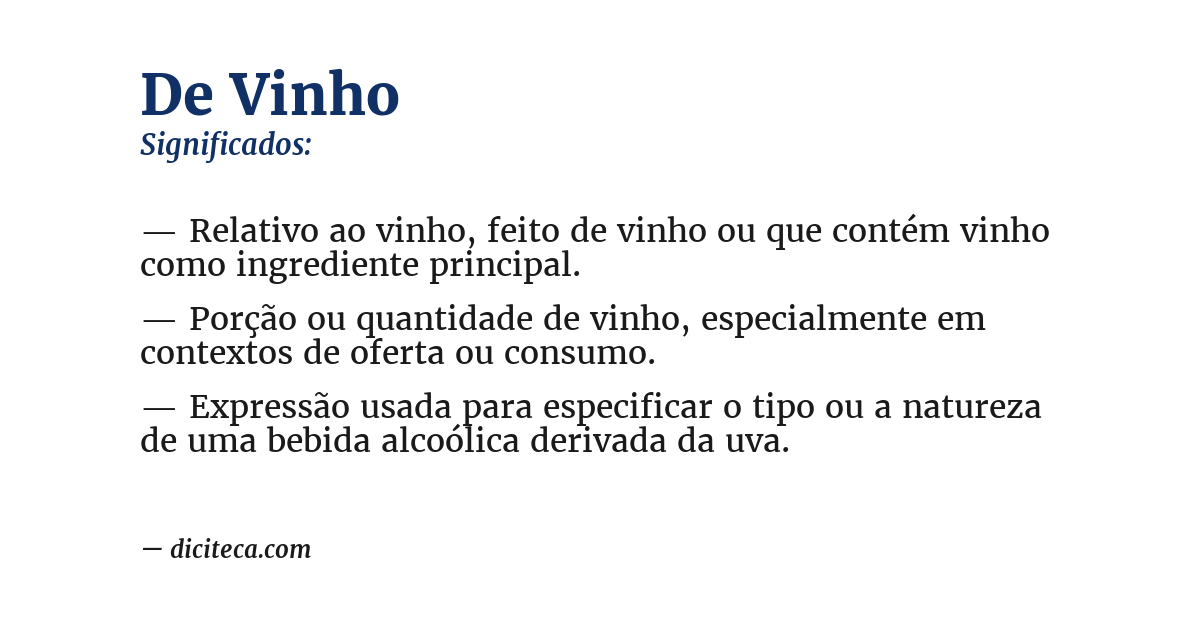 Significado de de vinho