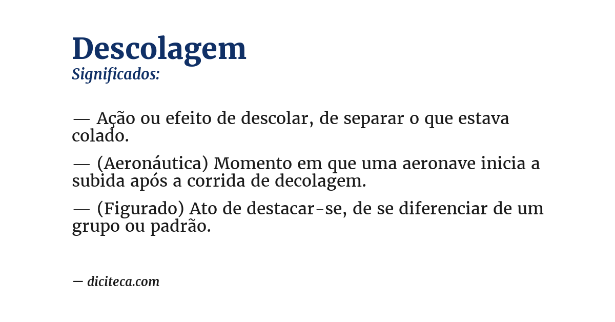 Significado de descolagem