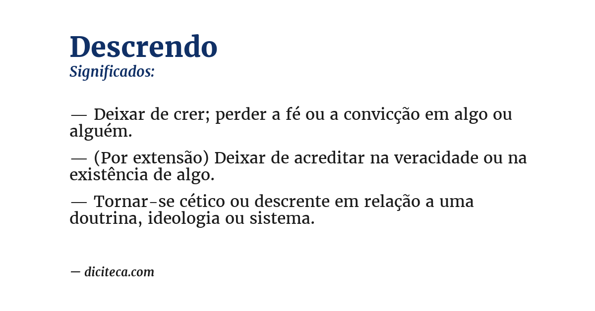 Significado de descrendo