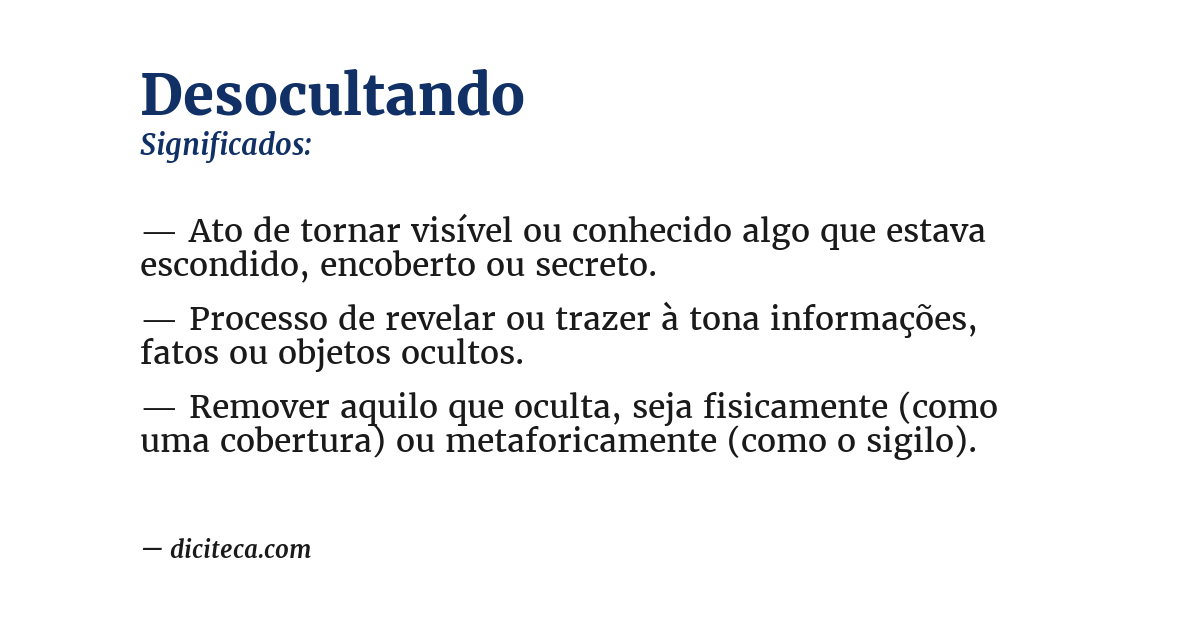 Significado de desocultando