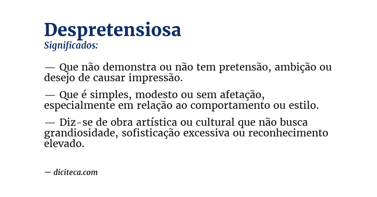 Significado de despretensiosa
