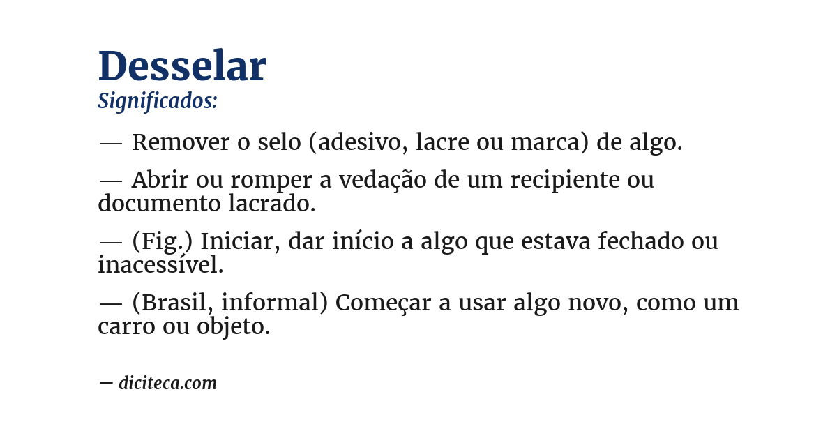 Significado de desselar