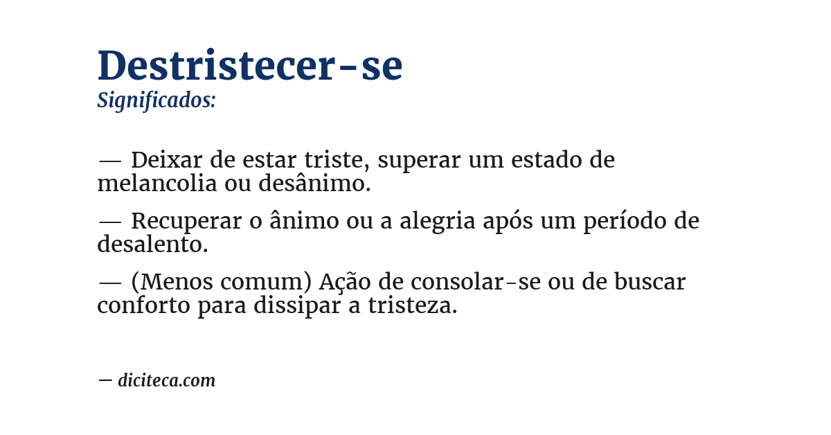 Significado de destristecer-se