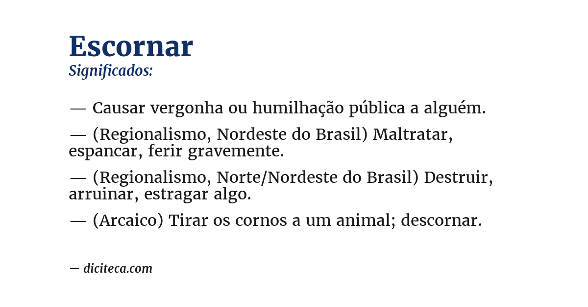 Significado de escornar