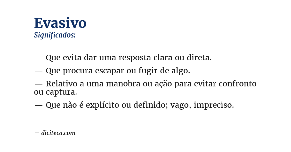 Significado de evasivo