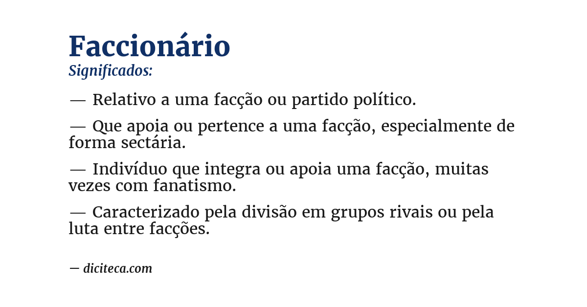 Significado de faccionário