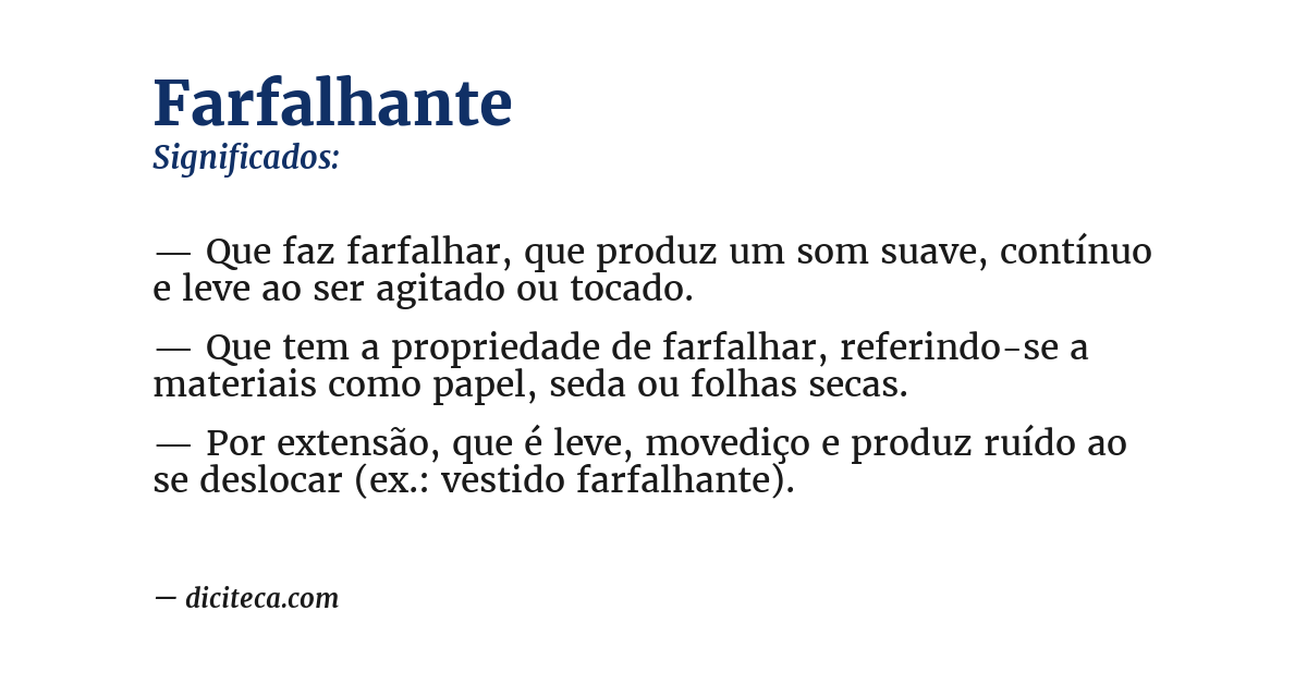 Significado de farfalhante